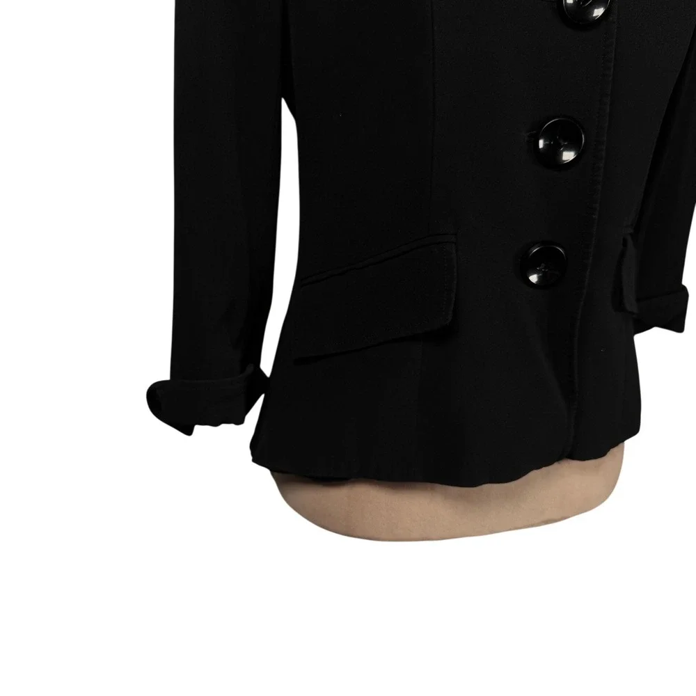 Lafayette 148 New York Blazer Women‎ 6 Black 3-Button 3/4 Sleeve Tailored Jacket